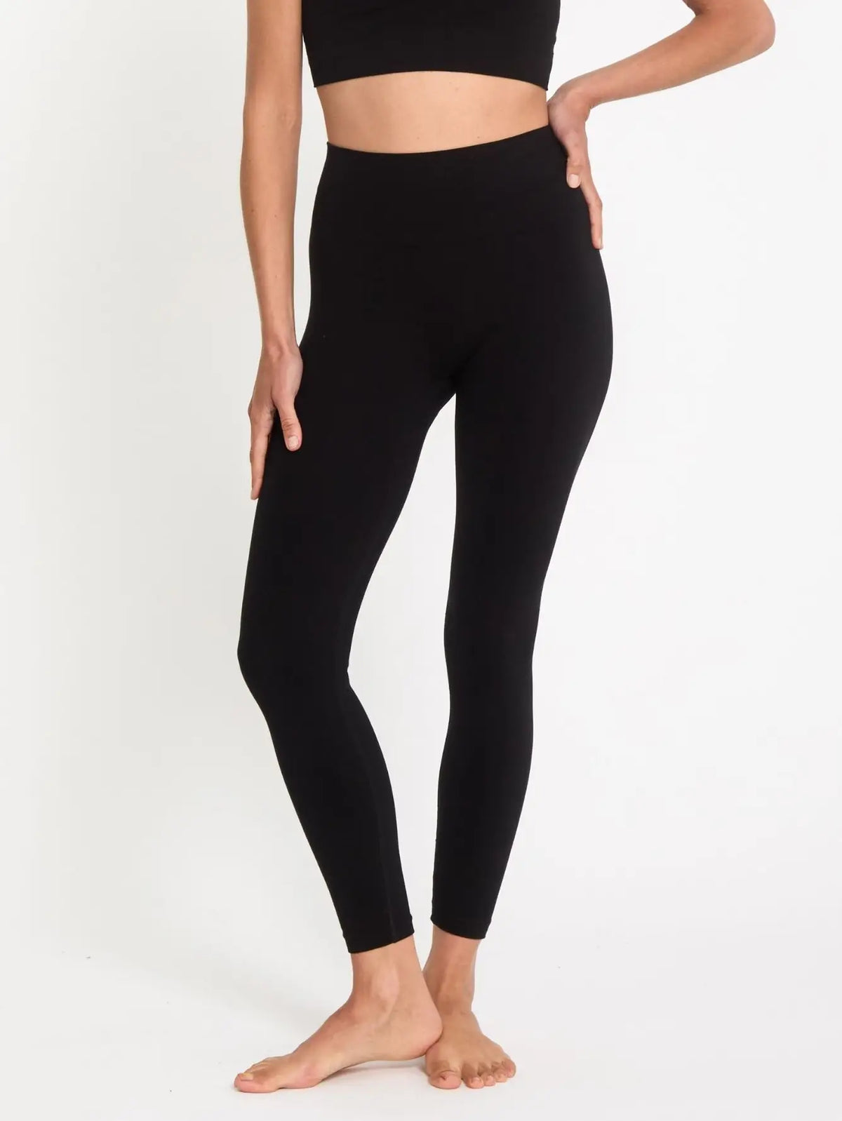 Legging de Yoga Noir – Yoga Searcher | Taille Haute Côtelée